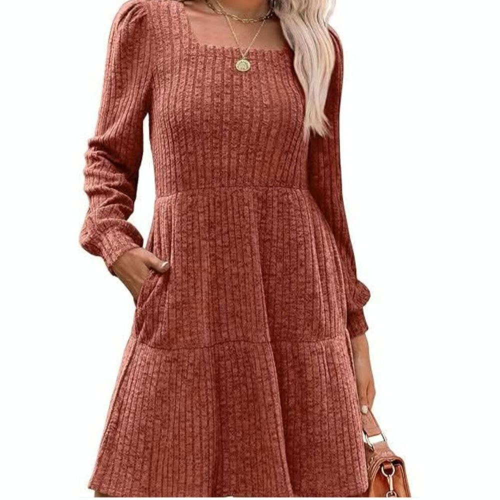 SAMPEEL Soft Sweater Dress Casual Babydoll Size Medium